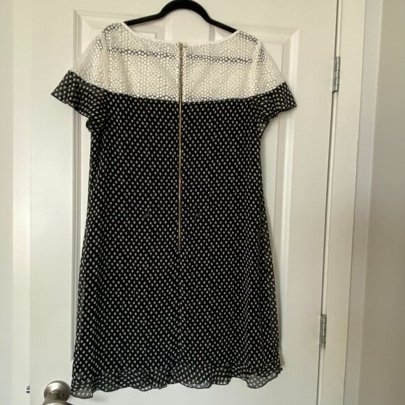 KARL LAGERFELD PARIS Vintage Polka Dot Ruffle Hem Knee-length Dress 14 - Picture 2 of 5